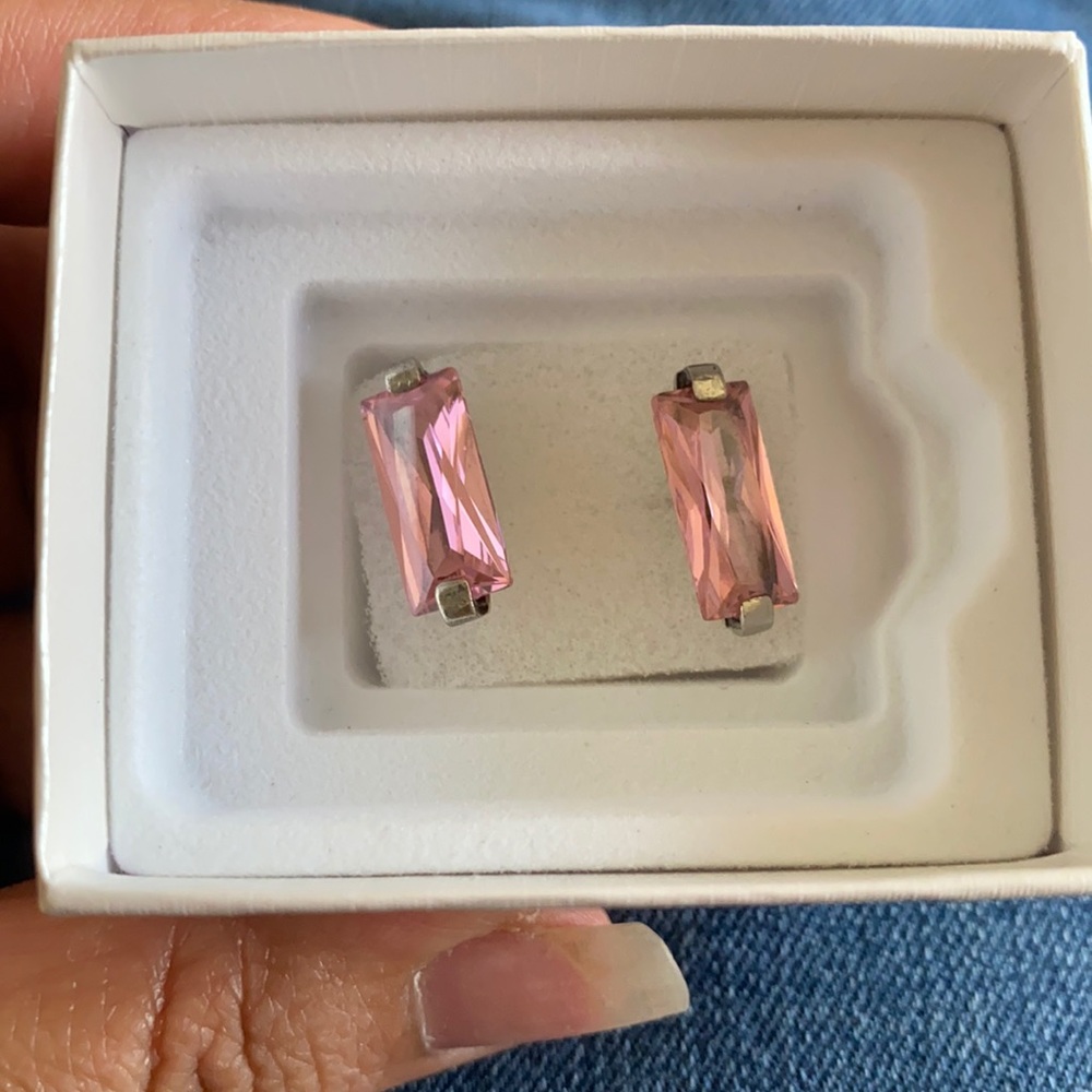 Sterling Silver earrings with pink stone